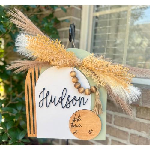 Hospital Baby Announcement Sign / Hospital Door Hanger / Newborn / Birth Stats / Baby Girl / Baby Boy / Baby Shower Gift/ Boho Hospital Door