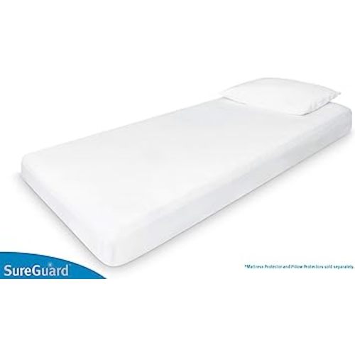 SureGuard Full Size Mattress Protector - 100% Waterproof, Hypoallergenic -  Premium Fitted Cotton Terry Cover White