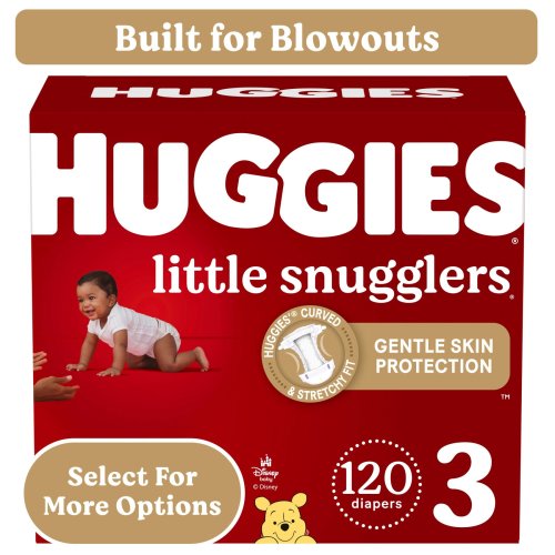 Huggies Little Snugglers Baby Diapers, Size 3 (16-28 lbs), 120 Ct (Select for More)