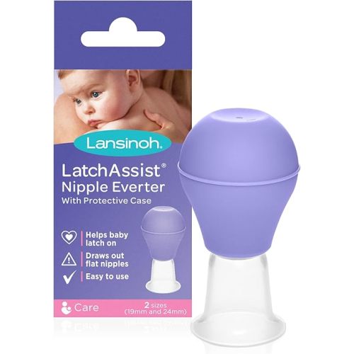 Lansinoh LatchAssist Nipple Everter for Breastfeeding with 2 Flange Sizes (19mm & 24mm) and Protective Case