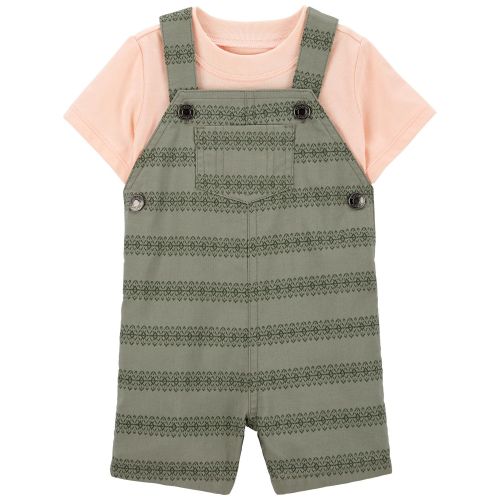 Baby 2-Piece Green Striped Overall Set - Carter's | Carter's