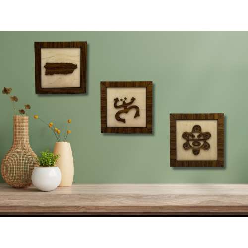 Puerto Rico Boricua Taino Wall Decor Set of 3 Sol Coqui Island