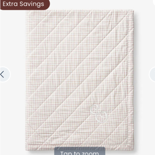 Ditsy Gingham Classic Cool Organic Cotton Percale Quilted Reversible Sherpa Stroller Blanket