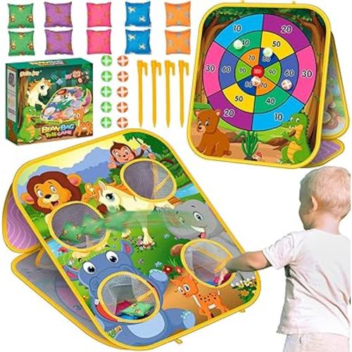 Bean Bag Toss Game for Kids - Cornhole Board Outdoor Toys for Toddlers -Party Activities Carnival Outside Yard Backyard Beach Lawn Games Toy for Kid Boys Girls Age 3 4 5 6 7 8 Year Old Birthday Gifts