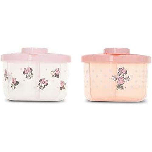 Disney Baby 2 Pack Formula Dispenser with Snap-On Lid for On-The-Go Feedings,Milk Powder Dispenser for Traveling with Infant, (Mickey Mouse, Minnie Mouse, Winnie The Pooh) 2 Pack