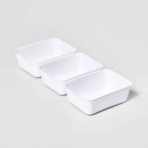 3pk Medium Storage Trays White - Brightroom™: Drawer Organizer Bins, Portable Ldpe, Universal Storage