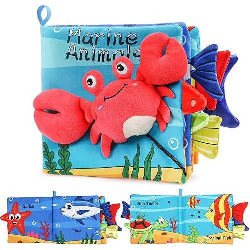Soft Baby Books High Contrast Baby Toy, Touch and Feel Crinkle Cloth Book Infant Toy with Non-Toxic Fabrics, Baby Shower, Thank You Gift for Newborn Boys and Girls 0-6-12 Months