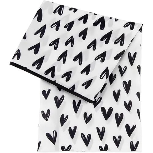 Bumkins Baby Splat Mat for Under High Chair, Babies Toddlers Eating Mess Mat, Waterproof Reusable Cloth for Arts and Crafts, Playtime Mat for Kids, Floors or Tables, Fabric 42inx42in, Black Hearts