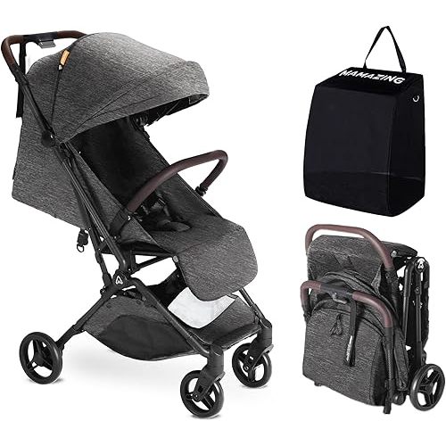 Lightweight Baby Stroller, Mom’s Choice Gold Award Winner, Ultra Compact & Airplane-Friendly Travel Stroller, One-Handed Folding Stroller for Toddler, Only 11.5 lbs, Black