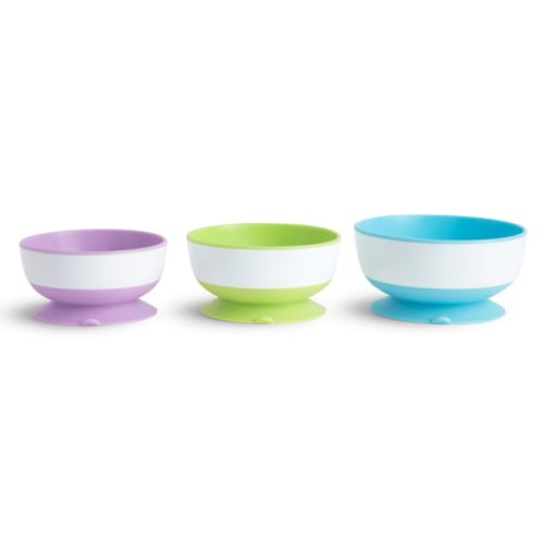 Stay Put™ Suction Bowls in purple green and blue