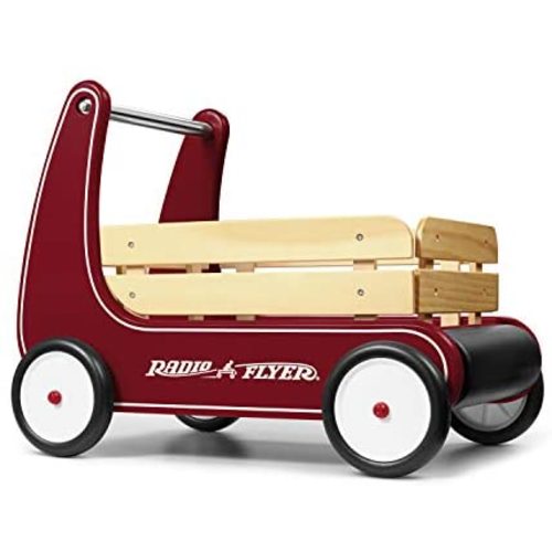 Radio Flyer Classic Walker Wagon, Sit to Stand Toddler Toy, Wood Walker, For Ages 1-4, Red