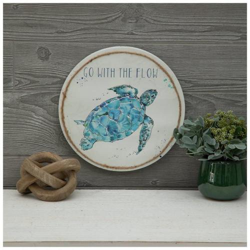 Go With The Flow Round Canvas Wall Decor