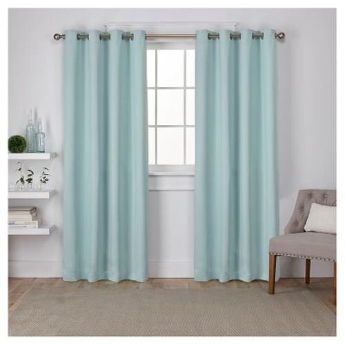 Set of 2 (96"x52") Sateen Twill Weave Insulated Blackout Grommet Top Window Curtain Panels Blue - Exclusive Home: Room Darkening Drapes