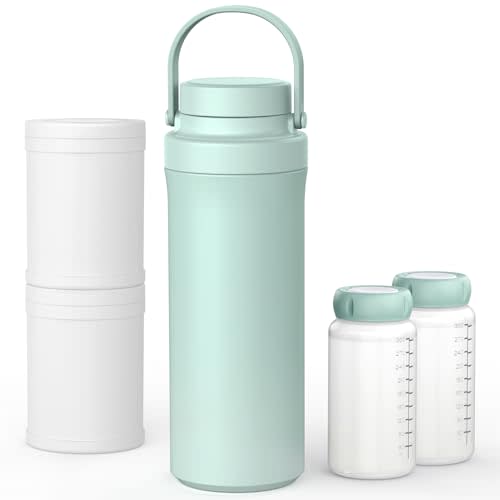 Xaproo 22oz Breast Milk Cooler Bottle, 360° Cooling Technology for 24 Hours, Larger Capacity Travel Breastmilk Chiller with 2pcs Baby Bottles, Portable Milk Cooler for Breastmilk, BPA-Free