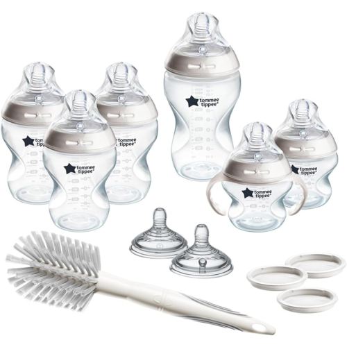 Tommee Tippee Natural Start Grow with Baby Bottle Set, 5oz, 9oz and 11oz, Slow, Medium and Thicker Flow Nipples, Removable Bottle Handles, Self-Sterilizing