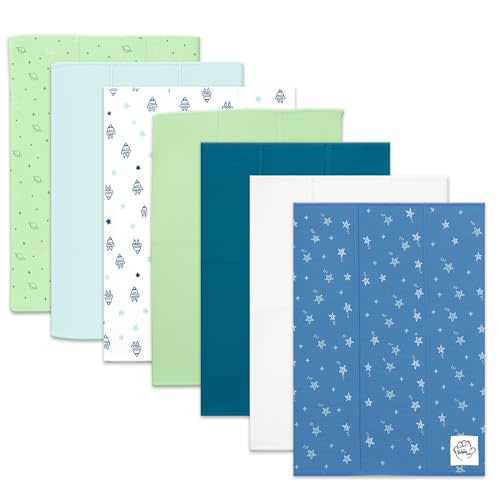 Baby Burp Cloths for Boys and Girls - 7 Pack Large 100% Cotton - Double Layered Extra Absorbent Burp Rags, Blue