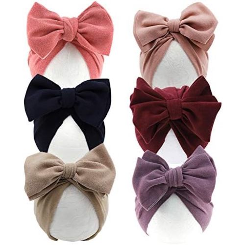 KIDOCHEESE Baby Turban Big Hair Bow Baby Hat Baby Girl Soft Beanie Cap Newborn Infant Toddler Kid Headwrap