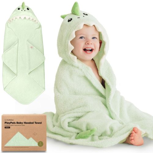 KeaBabies PlayPals Baby Towels with Hood for Girls, Boys, 100% Organic Soft Cotton Hooded Bath Towels for Newborn, Kids (Draco)