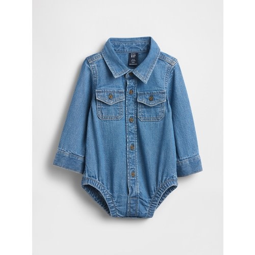 Baby Denim Button-Down Bodysuit | Gap