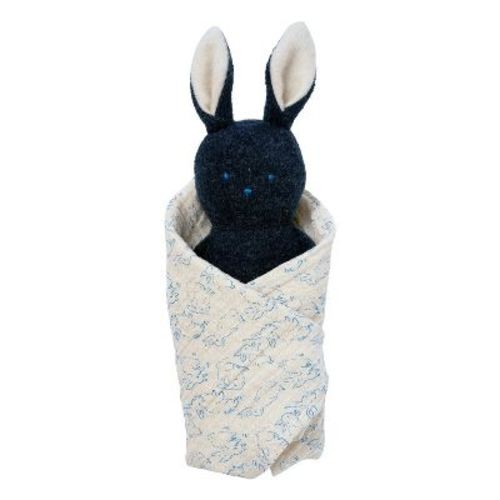 Manhattan Toy Embroidered Plush Bunny Baby Rattle + Soft Cotton Burp Cloth, 16 X 16 Inches
