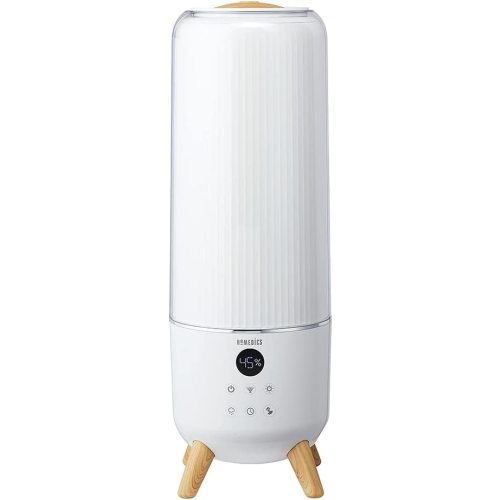 Homedics Ultrasonic Humidifier - Large Deluxe Air Humidifiers for Bedroom, Plants, Office - Top-Fill 1.47-Gallon Tank, Cool Mist, Essential Oil Pads and Built-In Timer, 3 Speed Settings, White