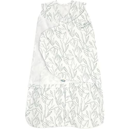 HALO 100% Cotton Sleepsack Swaddle, 3-Way Adjustable Wearable Blanket, TOG 1.5, Leaves, Newborn, 0-3 Months