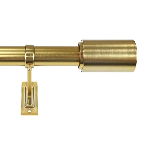 Origin 21 72-in to 144-in Brushed Gold Iron Single Curtain Rod with Finials W3004LBG at Lowes.com