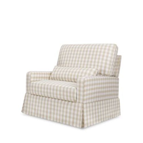 Namesake Crawford Pillowback Chair and a Half Swivel Glider - Beige Gingham