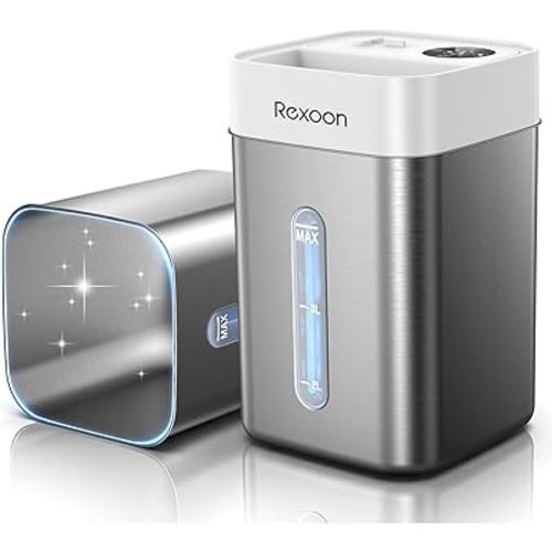 4.6L/1.2Gal Stainless Steel Humidifier for Bedroom, Top Fill Ultrasonic Cool Mist Humidifier Dishwasher Safe, Ultra-Low Noise, Sleep Mode, Humidifiers for Baby Nursery, Office & Indoor Plants