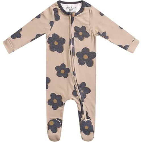 Copper Pearl Zip-up Footie Gemma in Tan