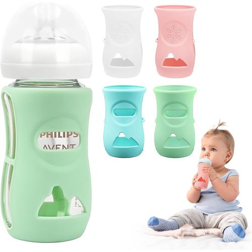 Amazon.com : 4 Pack Silicone Sleeves for Philips Avent Glass Bottle 4 oz, Anti Breakage Baby Bottle Holder, Compatible Philips Avent Glass Natural Baby Bottle 4 oz, Anti-Scald, BPA Free : Baby