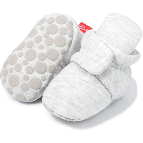 Sawimlgy Newborn Infant Baby Girl Boy Cotton Booties Stay On Sock Slippers Soft Bedroom Shoes Non-Skid Ankle Boots With Grippers Toddler Crib Warm Shoe First Walker Birthday Shower