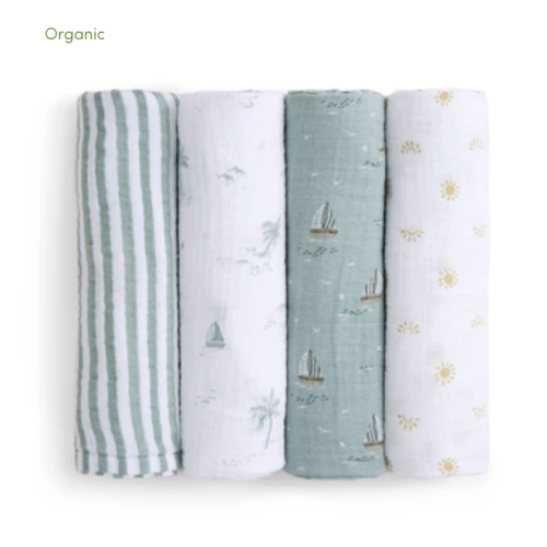 aden + anais Organic Cotton Muslin Swaddles in Sailing Seas 4 Pack