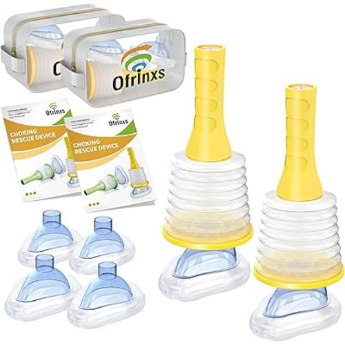 Choking Rescue Device 2 Sets - Home Kit & Travel Kit Combo, FSA/HSA Eligible Portable Airway Suction Device for Kids, Children & Adults