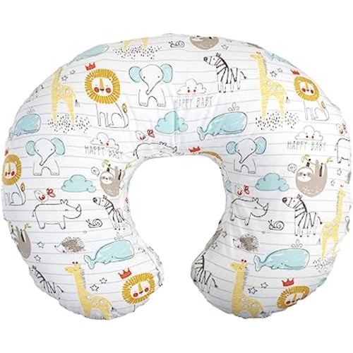 Boppy Nursing Pillow and Positioner - Original | Multicolor Storybook Stripe | Breastfeeding, Bottle Feeding, Baby Support | with Removable Cotton Blend Cover | Awake-Time Support