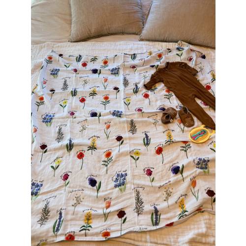Mary’s Garden Bamboo/Cotton Muslin Swaddle