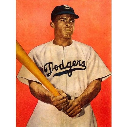 Wee Blue Coo Vintage Portrait Jackie Robinson Baseball Brooklyn Dodgers Unframed Wall Art Print Poster Home Decor Premium