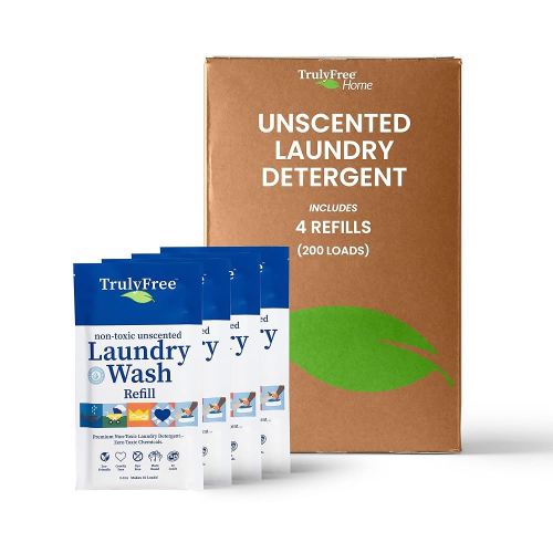 Laundry Wash Detergent for Sensitive Skin | Gentle & Safe for Baby Clothes | Plant-Based, Natural Ingredients | Unscented | Refill Only (200 Loads)