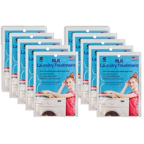 RLR Natural Laundry Detergent Powder – Whitens, Brightens, Refreshes Baby Cloth Diaper Detergent, Musty Towels, Workout Clothes - Non-toxic, Fragrance-Free For Sensitive Skin (Pack of 10))