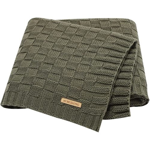 LAWKUL Baby Blankets Cable Babe Blanket Checkered Soft Cuddle Newborn Infants Receiving Swaddle Boys Girls Dark Green 40"x30"