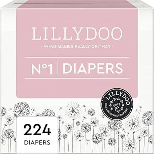 Diapers - Size 1 (4-11 lbs), Monthly Supply (224 Count),Skin-Friendly, Ultra Soft, Chlorine-Free & Absorbent Baby Diapers