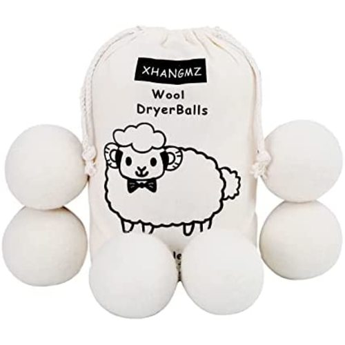 Wool Dryer Balls XHANGMZ 6 Pack XL Laundry Balls,New Zealand Wool Natural Organic Fabric,Baby Safe Without Chemical Additives,Clothing Anti Winding,Anti Static,Reusable,Saves Drying Time.