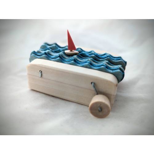 Kinetic sculpture Wooden sailboat nautical art automaton sculpture desk art gift for boss