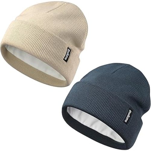 2 Pack Baby Beanie Toddler Winter Hat with Fleece Lined for Girls Boys 0-8 Years