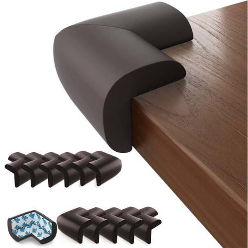 SUSWIM 12 Pack Soft Foam Pre-Taped Adhesive Mount Corner Guards for Furniture, Childproofing