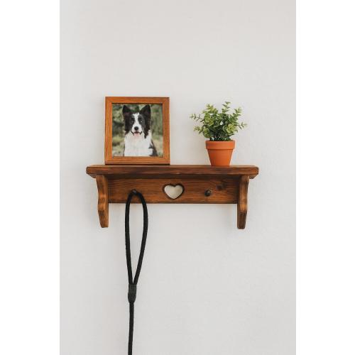 Vintage Solid Wood Wall Shelf with Heart Cutout with Pegs – Rustic Country Decor