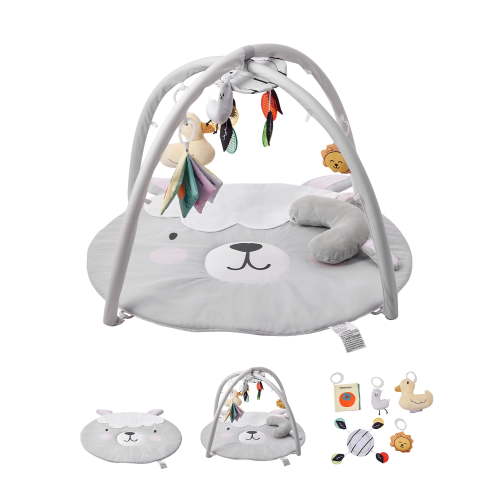 VEVOR Baby Play Gym Mat, Tummy Time Mat with 5 Sensory Toys, Baby Activity Mat with Light-up Musical Duck Toy for 0-18 Months Newborn Infant, Baby Essential Gift for Sensory & Motor Skill Development