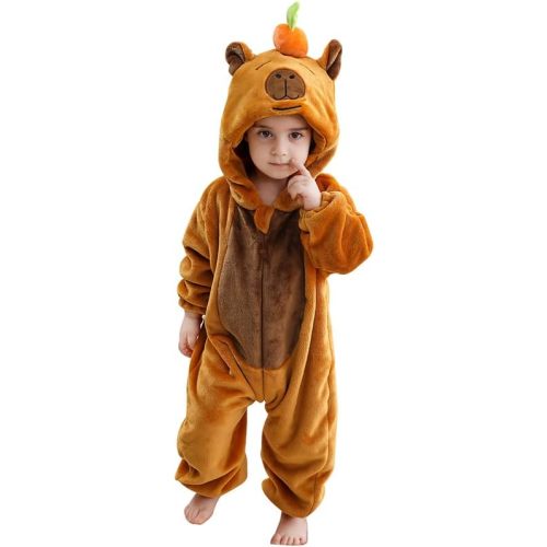 Unisex Baby Animal Onesie Flannel Hooded Romper for Infants Toddlers (0-3 Years) Winter Jumpsuit for Boys and Girls