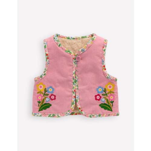 Reversible Embroidered Gilet-Zephyr/Coconut Milk