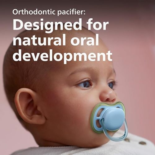 Philips Avent Ultra Air Pacifier - 4 x Light, Breathable Baby Pacifiers for Babies Aged 0-6 Months, BPA Free with Sterilizer Carry Case, SCF085/50